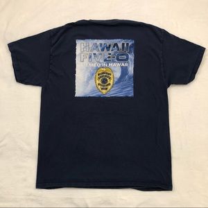 Hawaii Five-O Filmed in Hawaii TV Series Aloha Navy Blue Hanes T Shirt Mens L.